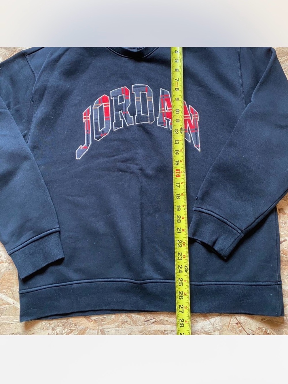 Jordan Black Crewneck Sweatshirt with Red Plaid Logo - Picture 6 of 8